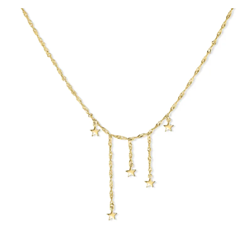 925 Silver Necklace Tassel Chain Stars Pendant Clavicle Necklaces Women