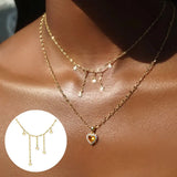 925 Silver Necklace Tassel Chain Stars Pendant Clavicle Necklaces Women