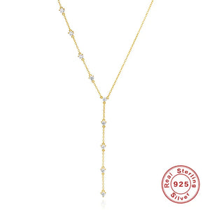 Sterling Silver Y-shaped Diamond Necklace for Women