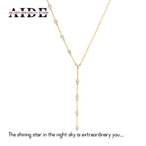 Sterling Silver Y-shaped Diamond Necklace for Women