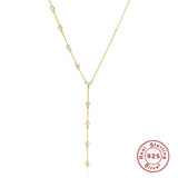 Sterling Silver Y-shaped Diamond Necklace for Women