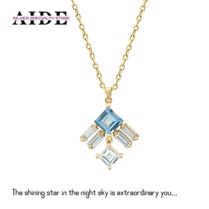 925 Silver Necklace Zircon Pendant Clavicle Chain for Women Jewelry