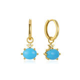 925 Silver Oval Natural Stone Pendant Earrings - 6 Styles