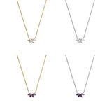925 Silver Purple Zircon Pendant Necklace Women Wedding Jewelry