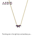 925 Silver Purple Zircon Pendant Necklace Women Wedding Jewelry