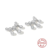 925 Silver CZ Tassel Stud Earrings Wedding Jewelry