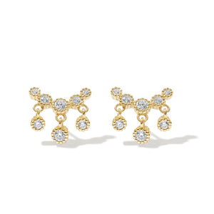 925 Silver CZ Tassel Stud Earrings Wedding Jewelry