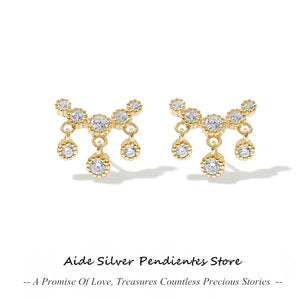 925 Silver CZ Tassel Stud Earrings Wedding Jewelry