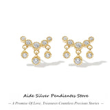 925 Silver CZ Tassel Stud Earrings Wedding Jewelry