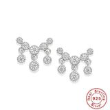 925 Silver CZ Tassel Stud Earrings Wedding Jewelry