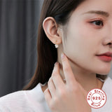 925 Silver Pearl Stud Earrings for Women Plated Brincos Aretes