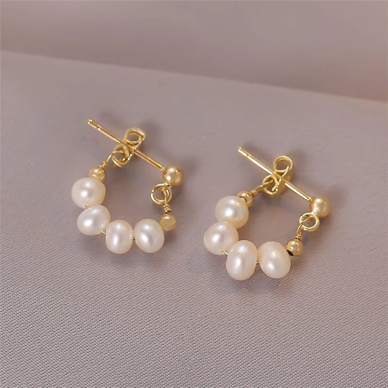 925 Silver Pearl Stud Earrings for Women Plated Brincos Aretes