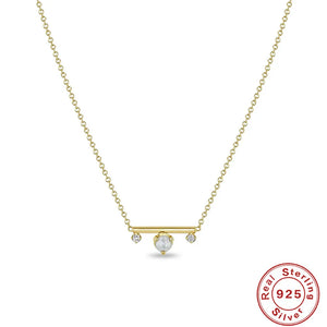 925 Silver Zircon Bar Pendant Necklace for Women