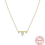 925 Silver Zircon Bar Pendant Necklace for Women