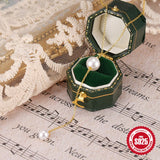 925 Silver Long Chain Necklace with Round Pearl Charm