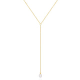 925 Silver Long Chain Necklace with Round Pearl Charm