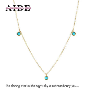 925 Silver Turquoise Pendant Necklace Chain for Women Girls