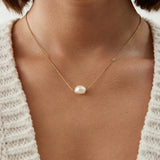925 Silver Baroque Pearl Pendant Necklace for Women