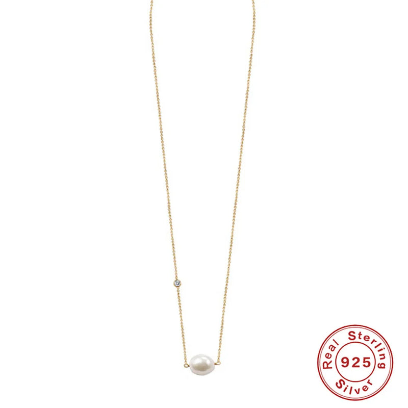 925 Silver Baroque Pearl Pendant Necklace for Women