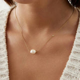 925 Silver Baroque Pearl Pendant Necklace for Women