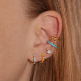 925 Silver Zircon Enamel Hoop Earrings Girl Jewelry Brincos