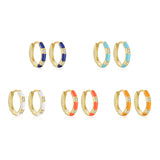 925 Silver Zircon Enamel Hoop Earrings Girl Jewelry Brincos