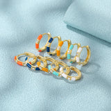 925 Silver Zircon Enamel Hoop Earrings Girl Jewelry Brincos