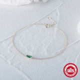 925 Sterling Silver Green Zircon Chain Bracelet Women 18K Plated Jewelry