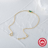 925 Sterling Silver Green Zircon Chain Bracelet Women 18K Plated Jewelry