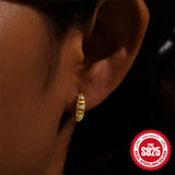 925 Silver Square Circle Hoop Earrings For Women