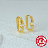 925 Silver Square Circle Hoop Earrings For Women