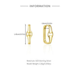 925 Silver Square Circle Hoop Earrings For Women