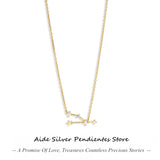 925 Silver Star CZ Clavicle Birthday Necklace 12 Constellations