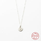925 Silver Star Diamond Necklace for Women Round Pendant Collares Jewelry