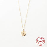 925 Silver Star Diamond Necklace for Women Round Pendant Collares Jewelry