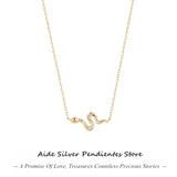 925 Silver Thin Chain Necklace Funny Snake Crystal Punk Necklace Men Women
