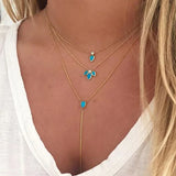 925 Silver Turquoise & Zircon Teardrop Pendant Necklace