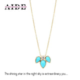 925 Silver Turquoise & Zircon Teardrop Pendant Necklace