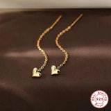 925 Silver Heart Drop Tassel Earrings for Women