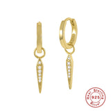 925 Sterling Silver Triangular Zircon Willow Nail Pendant Earring