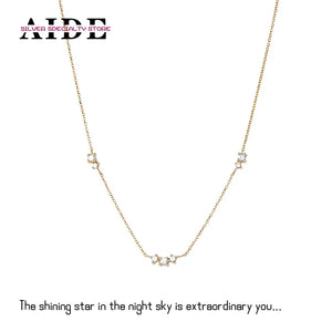 925 Silver Triple Zircon Collarbone Necklace for Wedding