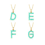 925 Silver Turquoise Initial Letter Pendant Necklace for Women