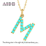 925 Silver Turquoise Initial Letter Pendant Necklace for Women