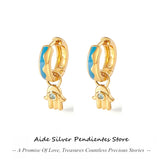 925 Silver Wavy Oil Drop Pendant Earrings
