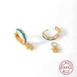 925 Silver Wavy Oil Drop Pendant Earrings