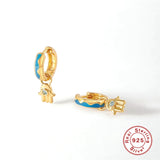 925 Silver Wavy Oil Drop Pendant Earrings