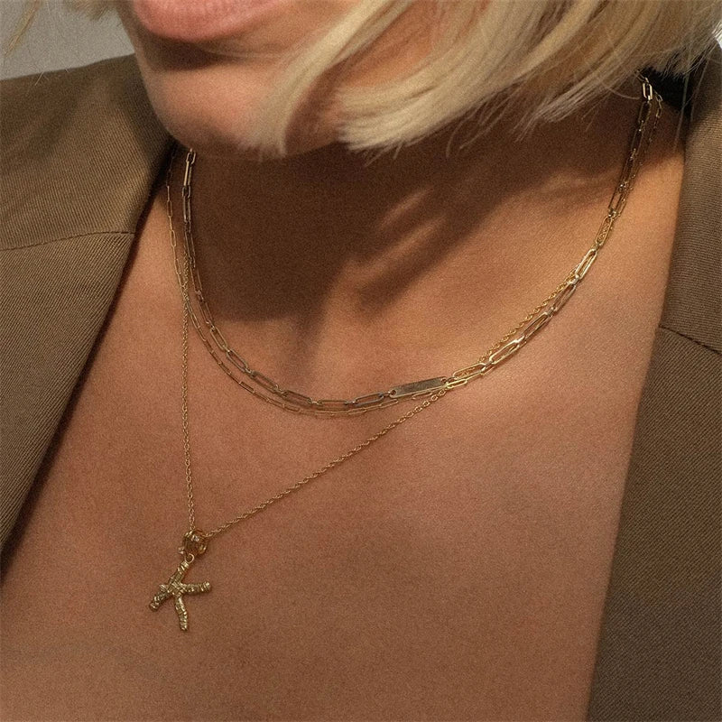 925 Silver Vintage Texture Irregular Letters Necklace Choker for Women