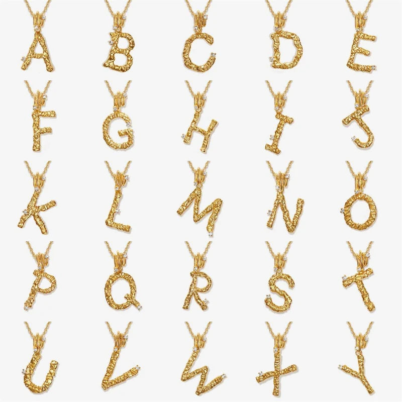 925 Silver Vintage Texture Irregular Letters Necklace Choker for Women