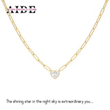 925 Silver Zircon Heart Pendant Necklace for Women, Collares Jewelry