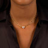 925 Silver Zircon Heart Pendant Necklace for Women, Collares Jewelry